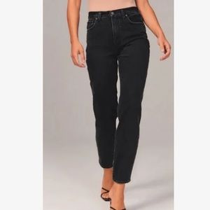 A&F black wash mom high rise jeans